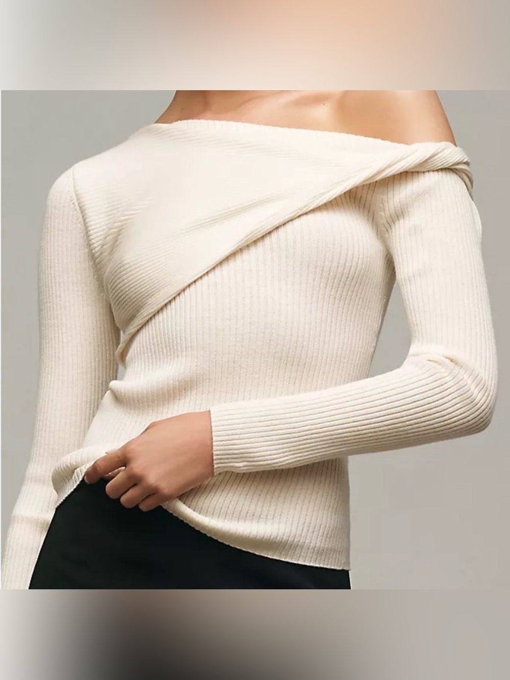 Beautiful Reformation Lilou Regenerative Ribbed Merino Sweater Top - Needs TLC